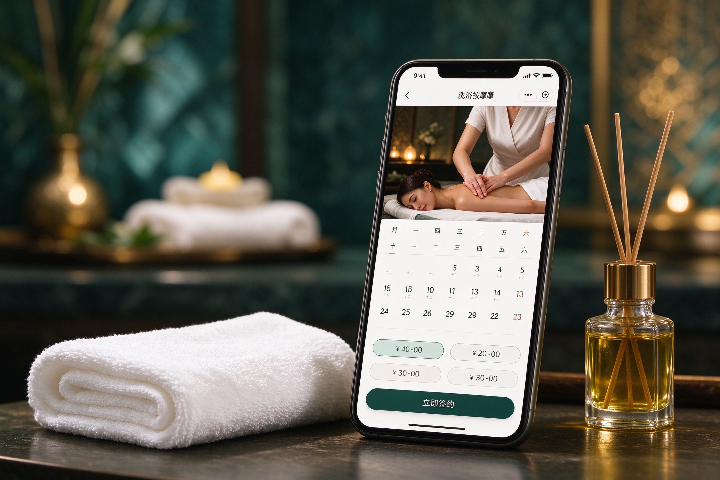 洗浴按摩在线预约APP界面